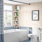 Corner Shower Caddy Tension Pole: Rust Proof 4Tier Shampoo Storage Organizer for Inside Shower - Telescoping Rod Shower Rack for Bathroom and Bathtub - Restroom Floor Standing Bath Rack Holder - Image 2