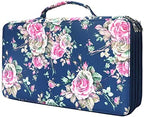 Vomgomfom 300 Slots Marker Case 4-Layer PU Leather, Handle, Blue Rose by Vomgomfom