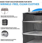 Grand Fusion Stow-N-Go Portable Hanging Travel Shelves, Packing Organizer for Luggage. Carry on Closet with Hanger for Clothes. Expandable Packing Cube. Travel Essentials, Light Gray - L - Image 7