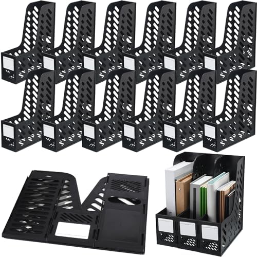 Glenmal 12 Pack Magazine File Holder Organizers Vertical Desk, Black by Glenmal
