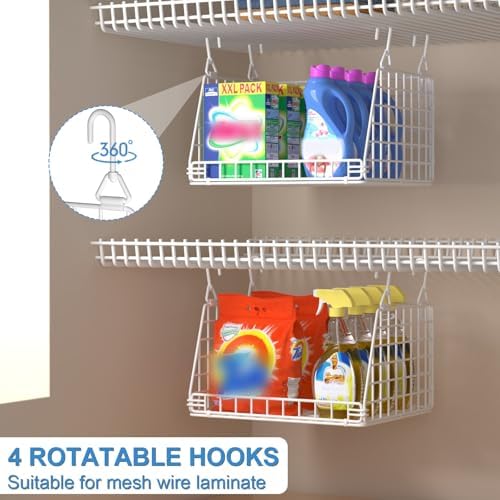 PUPPYCUTE 3 Pack Laundry Room Organization and Storage, Hanging Wire Basket for Laundry Closet Wire Shelves, Laundry Closet Organizers and Storage Basket, Heightened Version - Image 4