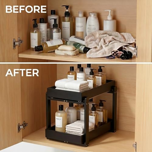 Bamboo Under Sink Storage 2 Tier Pull Out Cabinet Organizer - Image 7