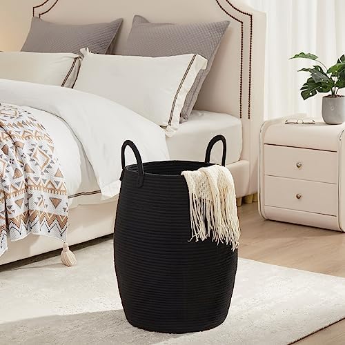 Extra Large Laundry Hamper Basket 105L Woven Blanket Basket, Black - Image 4