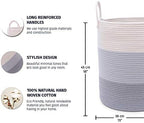 OrganiHaus Tall Cotton Rope Laundry Basket & Hamper, Blanket Storage 52L - Image 2