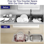 MAJALiS Red Expandable Dish Drying Rack Over Sink with Extra Drying Mat - Image 3