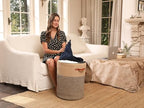 16"x20" Extra Large Cotton Rope Basket with Zipper Lid, Woven Laundry Hamper and Blanket Storage Basket, Round Clothes Bin for Living Room Bedroom, Jute & Black Mix - Image 5