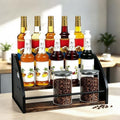 3-Tier Coffee Syrup Rack with Easy-Carry Handles | Retro Large Countertop Bottle Organizer Shelf |15 Syrup Bottles Holder | Sturdy Freestanding Bar Stand for Coffee, Whiskey & Spirits by HRUSGO