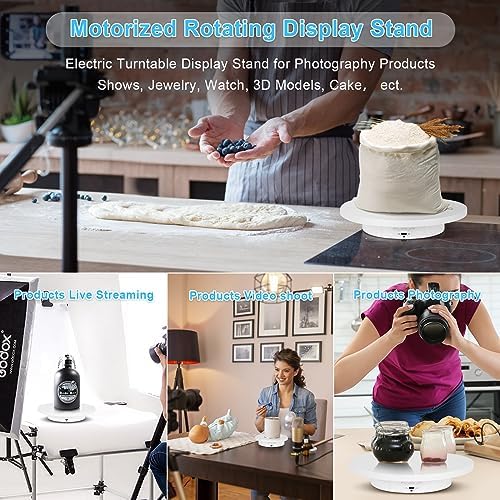 Remote Motorized Rotating Display Stand, Electric Rotating Platform with 5.74/7.08/8.66in Replacement Covers, 3 in 1 Turntable for Live Streaming Video Shoot Photography - Image 4