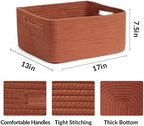 MiniArk Large Storage Baskets for Shelves, 17 x 13 x 7.5” Closet Organizers Bins for Clothes Blanket Towels, Baby Nursery, Toy Baskets Box, Woven Rope Baskets, 2 Packs Oxide Red - Image 2