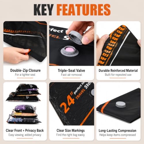 Vacuum Storage Bags for Travel with Rechargeable Pump, 20-Pack - Image 7