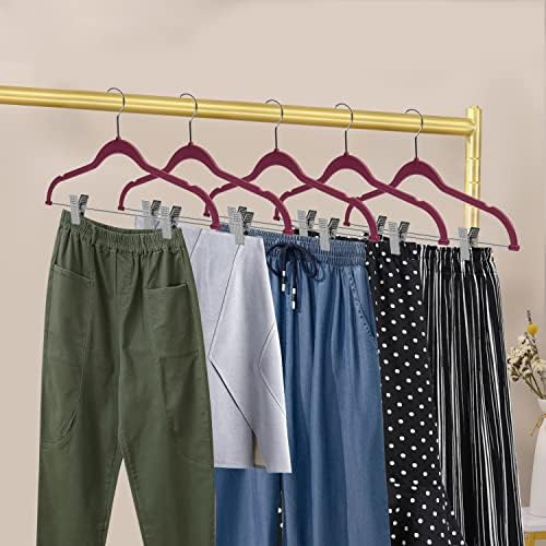 80 Pack Raspberry Quality Plastic Non Velvet Non-Flocked Thin Compact Coat Hangers with Metal Clips for Skirts Pants Blouses 360° Swivel Hook - Image 6