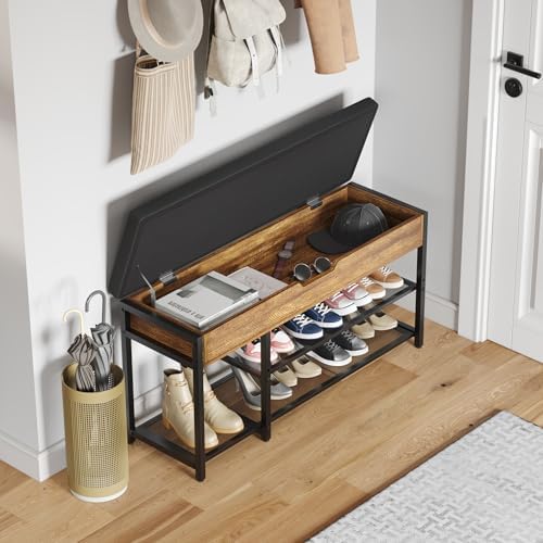 Mondeer 37.8'' Shoe Rack Bench with Upholstered Cushion - Image 2