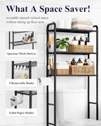 Kitsure Over Toilet Storage Rack, 63.2" H Space-Saving, Holder & Hooks - Image 4