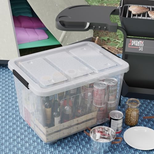 70 Quart Large Clear Plastic Storage Tote Bin with Wheels, 4-Pack - Image 7
