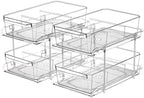 2 Set, 2 Tier Clear Organizer with Dividers for Cabinet, Shlef, Counter - MultiUse Slide-Out Storage Container - Kitchen, Pantry, Medicine Cupboard Bins, Bathroom, Vanity Makeup, Under Sink Organizing by MakeLifeBetterEasier