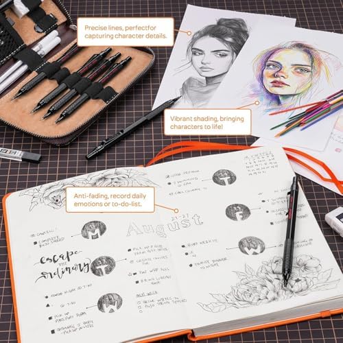Nicpro 33PCS Black Metal Mechanical Pencil Set in Leather Case - Image 6