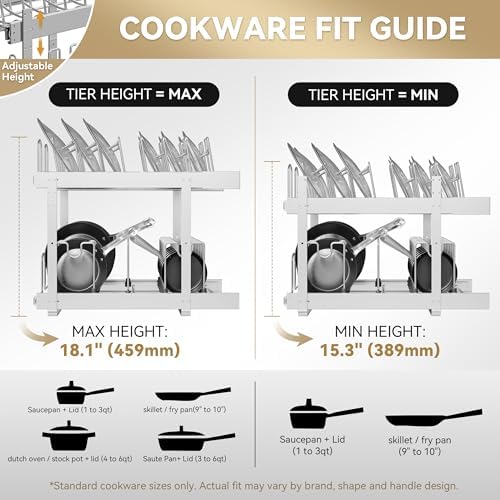 2-Tier Pots and Pans Organizer Under Cabinet Kitchen 21" W *22" D - Image 6