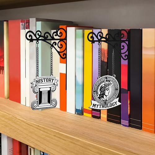 Yalikop 10 Set Book Shelf Dividers Decor, Hanging Shelf Sign with Brackets - Image 5
