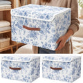 2 Pack Blue Floral Storage Bin with Lids, 15x10x10 Inch by Unknown