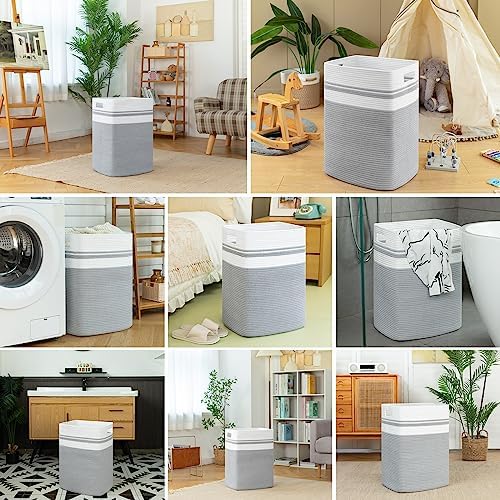 OIAHOMY 91L Laundry Hamper, XXXLarge Collapsible Laundry Basket Gray - Image 7