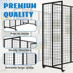 Grid Wall Panels, Grid Wall with Wheels,4x5.5Ft Gridwall Panel Display Stand,Sturdy Art Display Panels, Grid Display Stand, Black - Image 4