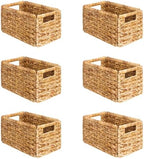 SpaceAid 6 Pack Wicker Basket, Storage Baskets for Organizing, Woven Rattan Basket with Handles for Shelves, Water Hyacinth Large Cube Organizer Storage Bin, 13x8.2x7 inch, Natural by SpaceAid
