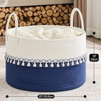 KAKAMAY Large Blanket Basket with Handles, Storage Basket for Living Room - Image 3