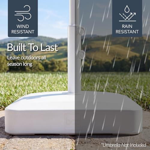 Best Choice Products 55lb Fillable Umbrella Base Stand, Plastic Patio Umbrella Stand with Pole Holder, Adjustment Knob for Outdoor, Lawn, Deck, Asscher Design - White - Image 6
