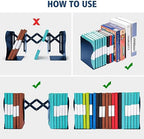 2 Pack Adjustable Metal Book Ends for Heavy Books, Extends Up to 19", Blue - Image 5