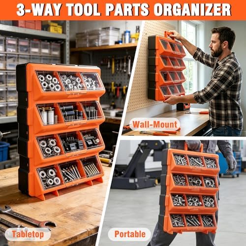 Tool Box Organizer,12-Compartment Portable Small Parts Organizer - Image 4