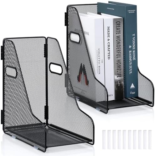 2 Pack Large Binder Folder Holder for Desk Metal Mesh Magazine File Holder (2) by SMAODSGN