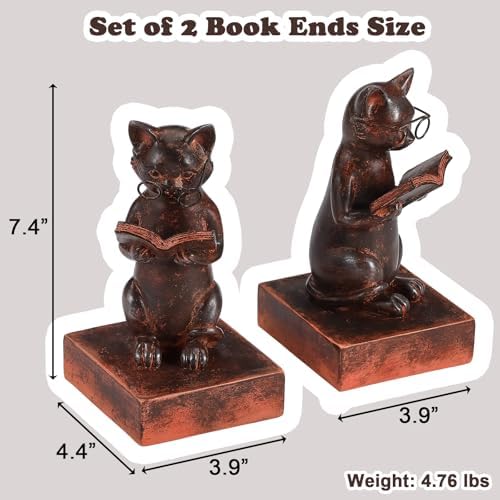 Cat Decorative Bookends, Set of 2 Book Ends for Heavy Books - Image 3