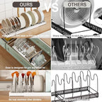 Magheo 2 Pack Expandable Food Storage Container Lid Organizers, 22" Pots and Pans Organizer Under Cabinet with 9 Adjustable Dividers Pot and Pan Lid Holders Rack Inside Cabinet(White) - Image 5