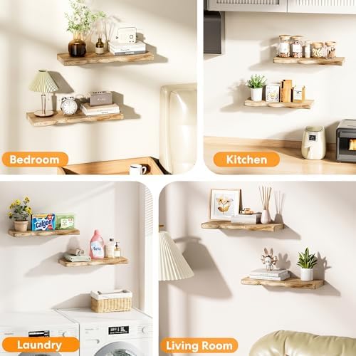 Organic Wavy Edge Floating Shelves,Hidden Brackets,2 Pack 36 in - Image 7