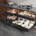 Seinloes 4 Pack Pull Out Cabinet Organizer Expandable Width(15"-25") and Depth(17"-24"),Slide Out Drawers With Raising Pad for Framed Cabinets,No Drill Roll Out Shelves for Kitchen,Bathroom,Black by Seinloes