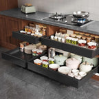Seinloes 4 Pack Pull Out Cabinet Organizer Expandable Width(15"-25") and Depth(17"-24"),Slide Out Drawers With Raising Pad for Framed Cabinets,No Drill Roll Out Shelves for Kitchen,Bathroom,Black by Seinloes