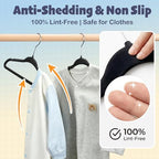 HOUSE DAY 11 Inch Velvet Baby Hangers, Premium Kids Hangers Black 50 Pack - Image 4
