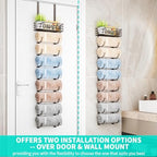 HapiRm Towel Racks for Bathroom Storage - 9 Tier Over The Door & Wall Mount Rolled Towel Storage Organizer Holder with Metal Shelf Basket for Small Bathroom, Camper, Rv - Patented - Image 2