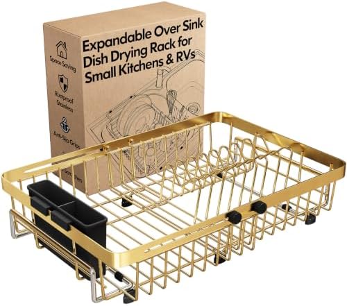 MAJALiS Gold Expandable Dish Drying Rack Over The Sink with Anti Slip Grip by MAJALiS