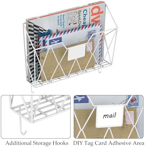 YBING Wall File Organizer 6 Pack Mesh Wire Hanging File Holder, White - Image 2