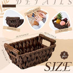Marsui 6 Pcs Small Wicker Baskets for Gifts Empty 9 x 6 x 4 Inches Hand Woven Seagrass Rattan Towel Baskets Bin Organizer Shelf Pantry for Bathroom Storage Towel Kitchen Toilet Room (Coffee) - Image 2