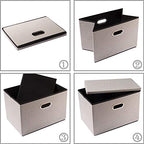 PRANDOM Foldable Storage Bin with Lid [5-Pack] Linen Fabric Decorative Storage Box Organizer Container Basket Cube with Handles Divider for Closet Office Living Room Light Grey(14.9x9.8x9.8) - Image 6