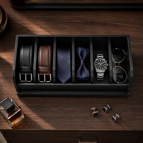 MinBoo Bamboo Belt Organizer Box,6 Grids Belt Rack for Closet and Drawer, Belt Storage Organizer and Displayer for Men Women - Image 6