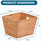 Honey-Can-Do Natural Water Hyacinth Tall Storage Basket with Built-In Handles, 15.75 x 14.5 x 12 in, Handwoven Eco-Friendly Bin - Image 3