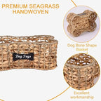 Geyecete dog bone basket dog toy box Pet Storage Collection, Bone Shape Handwoven Natural Seagrass & Rush Grass Organizer Bin Pet Organizer Storage - Image 2
