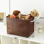 TheWarmHome Organization and Storage Basket for Shelves - 3 Pack 16x12x12 inch Fabric Storage Cubes, Cube Storage Bin for Organizing Closet Cloth Organizer Gift Toy (White & Brown) - Image 5