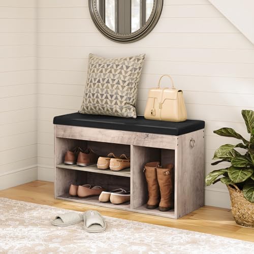 HOOBRO Shoe Storage Bench with Cushion, 32.3" Entryway Bench - Image 2