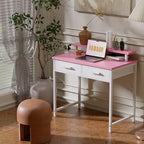 Pamray 32 Inch Small Computer Desk with Monitor Stand and 2 Drawers - Image 2
