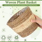 AceOrbit 6 Pcs Wicker Plant Basket Bulk with Liners Woven Planter Baskets Bulk for Indoor Outdoor Seagrass Plants Woven Wicker Baskets for Flower Pots Cover and Room Decor (Small,Bohemian) - Image 5