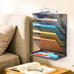 TOPCJ Legal/Letter Size 6 Tier Wall File Organizer,2-in-1 Wall Mounted&Desktop File Holder,2 Installation Methods Screws & Adhesive,Mesh Document Organizer with Label Plate for Home Office - Image 5